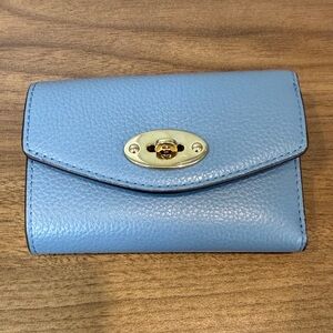 Mulberry Light Blue Wallet with Gold Hardware